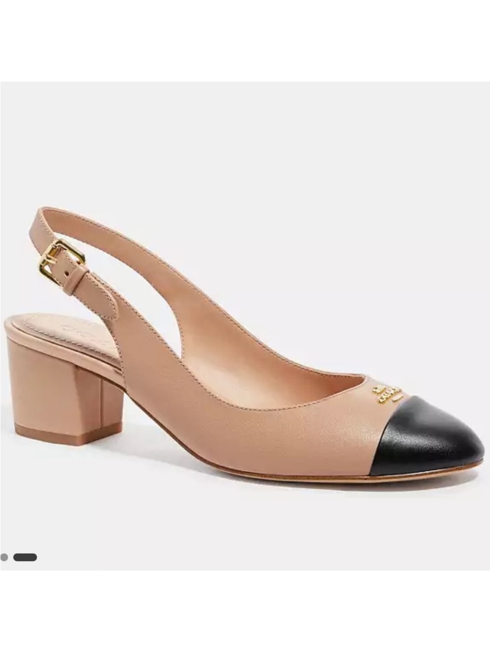 Coach Erica Two-Tone Slingback Low Block Heel Pump - Nude and Black